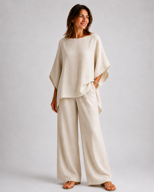 CRISTINA | Conjunto de dos piezas con mangas largas y pantalones anchos