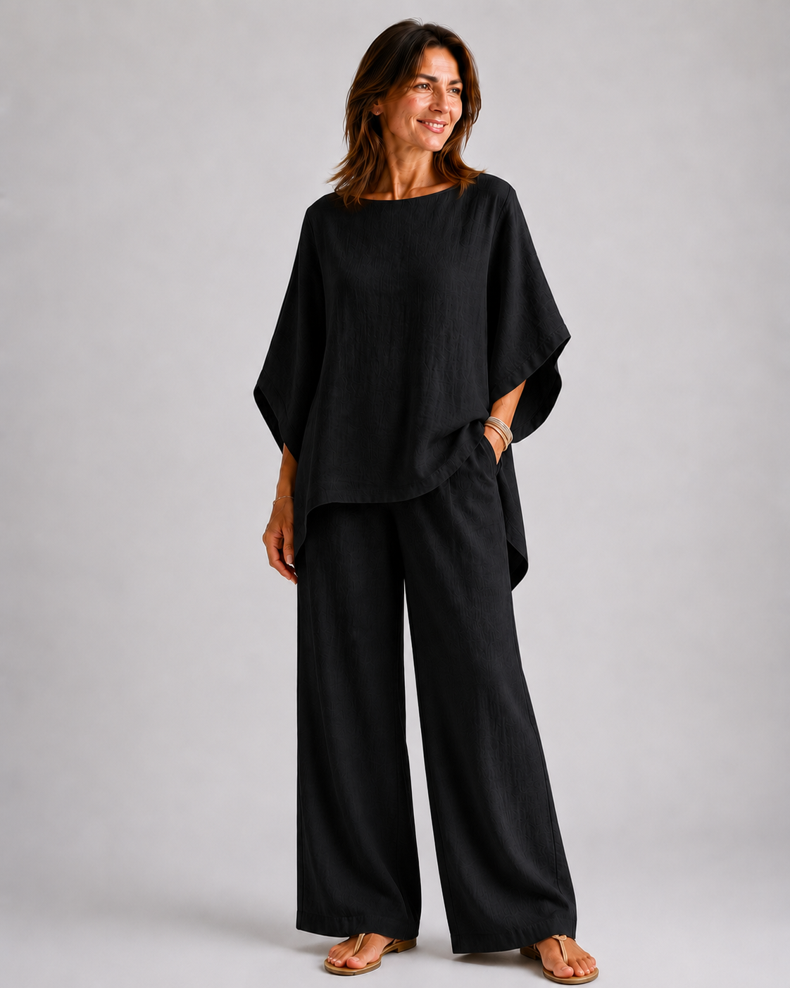 CRISTINA | Conjunto de dos piezas con mangas largas y pantalones anchos