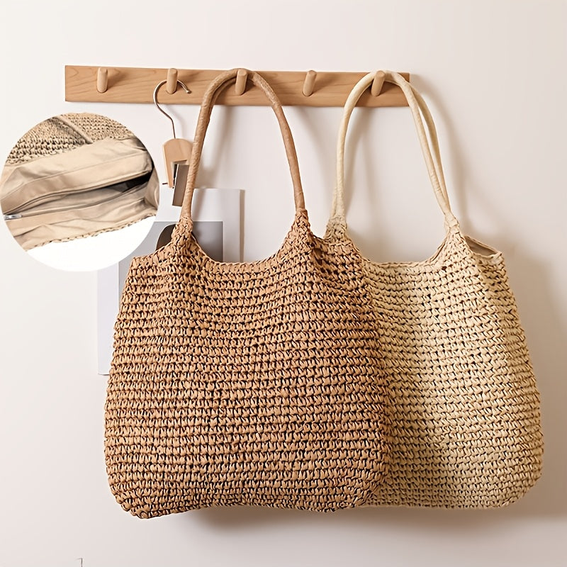 MANUELA | Bolso bandolera de paja trenzada - Natural claro