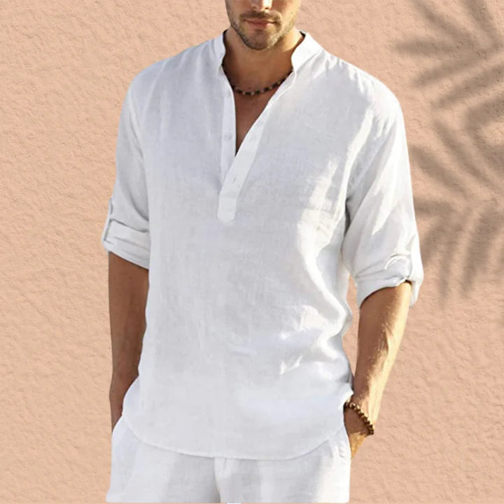 LISSANDRO - Camisa informal de manga larga de lino