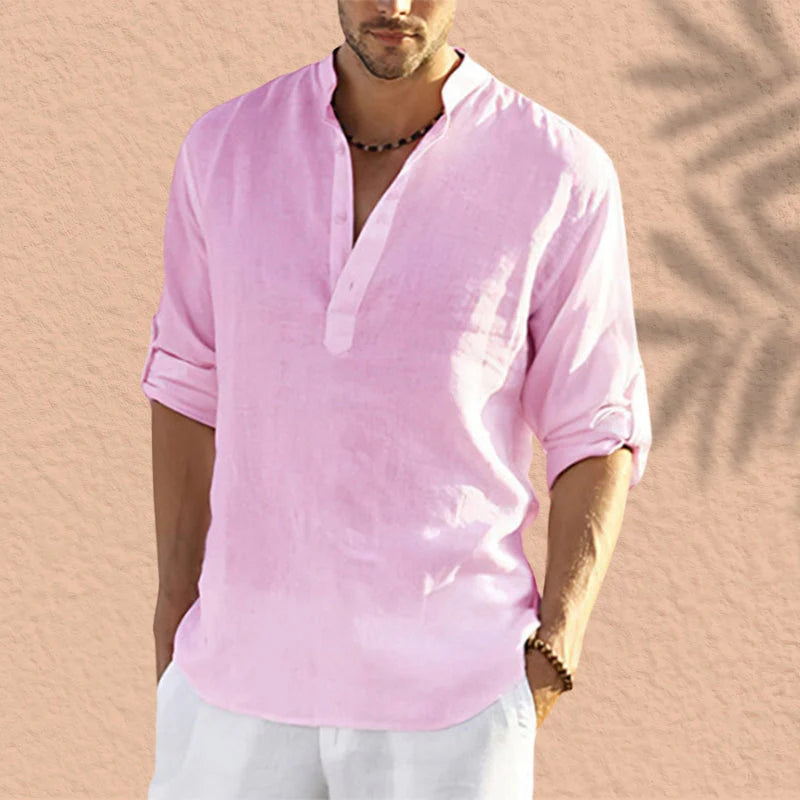 LISSANDRO - Camisa informal de manga larga de lino