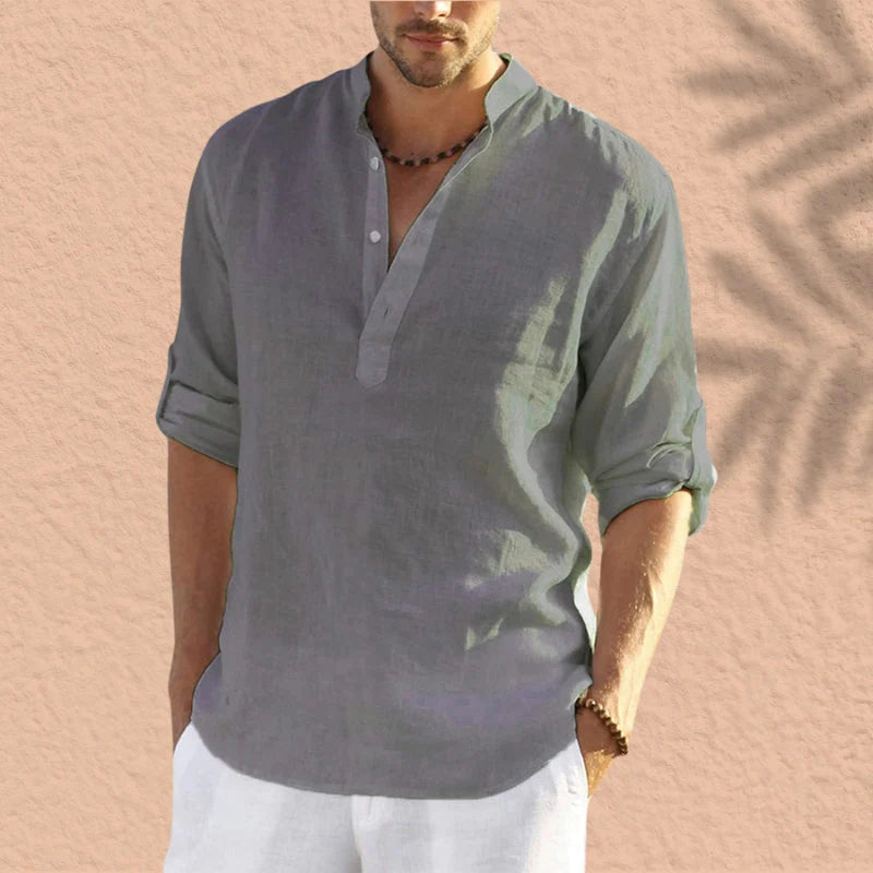 LISSANDRO - Camisa informal de manga larga de lino