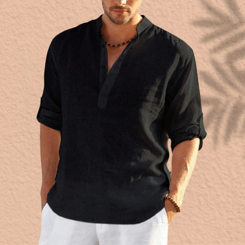 LISSANDRO - Camisa informal de manga larga de lino