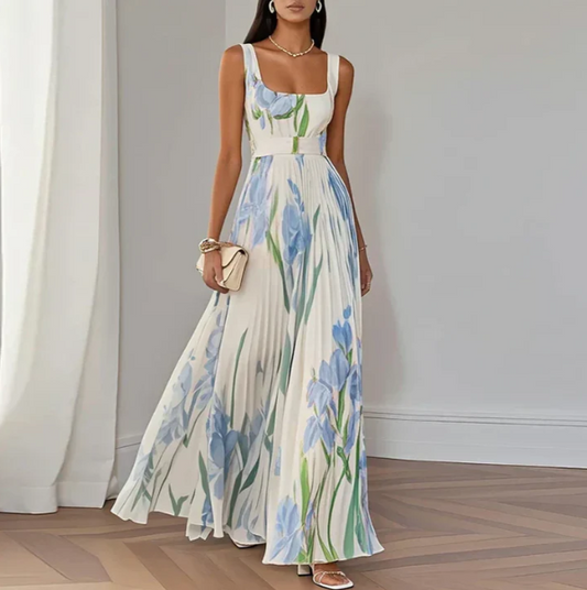 ORIAH| Vestido largo floral en línea A