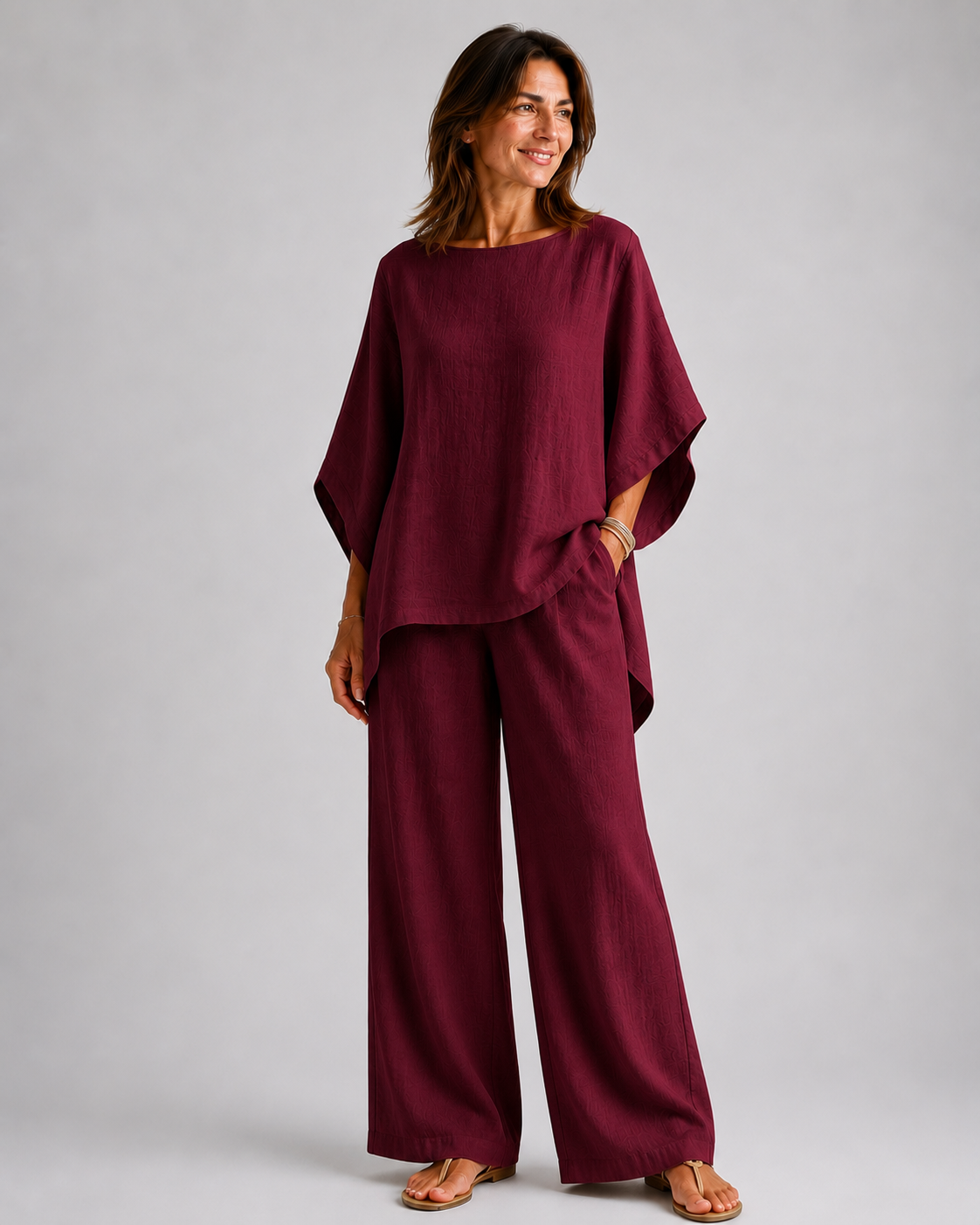 CRISTINA | Conjunto de dos piezas con mangas largas y pantalones anchos