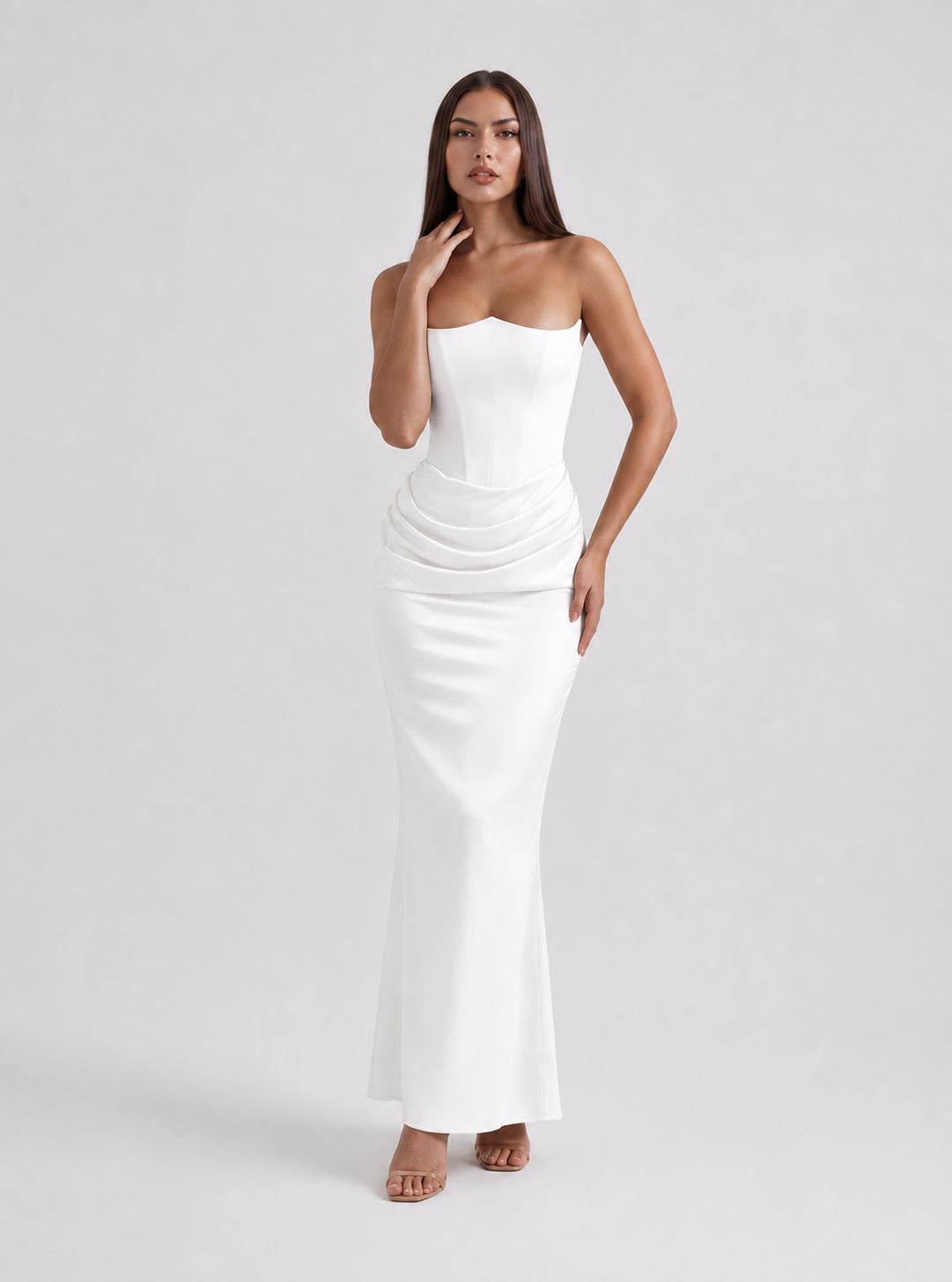 ROSA | Vestido largo con corsé sin tirantes esculpido