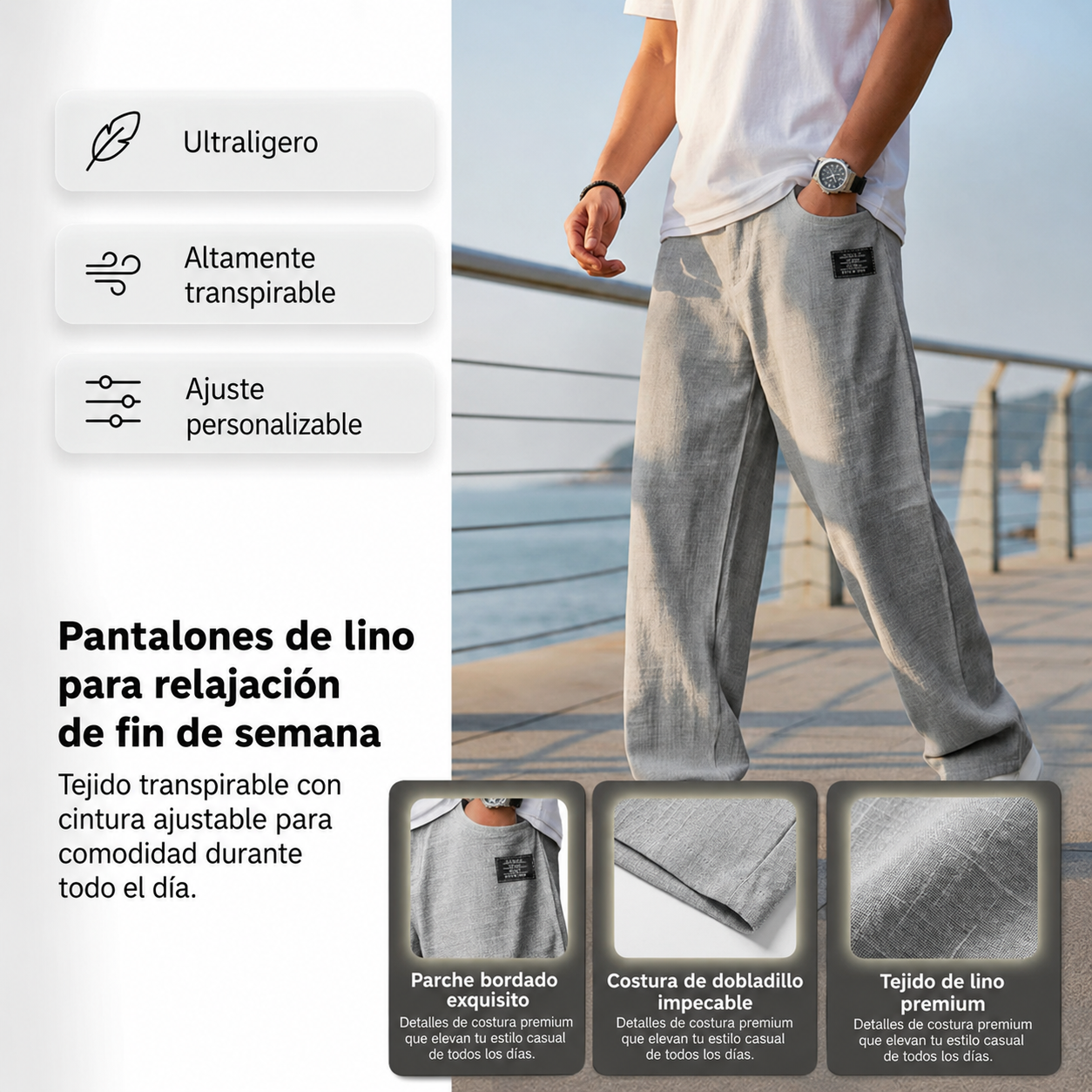 ALEX Pantalones ligeros de pierna recta