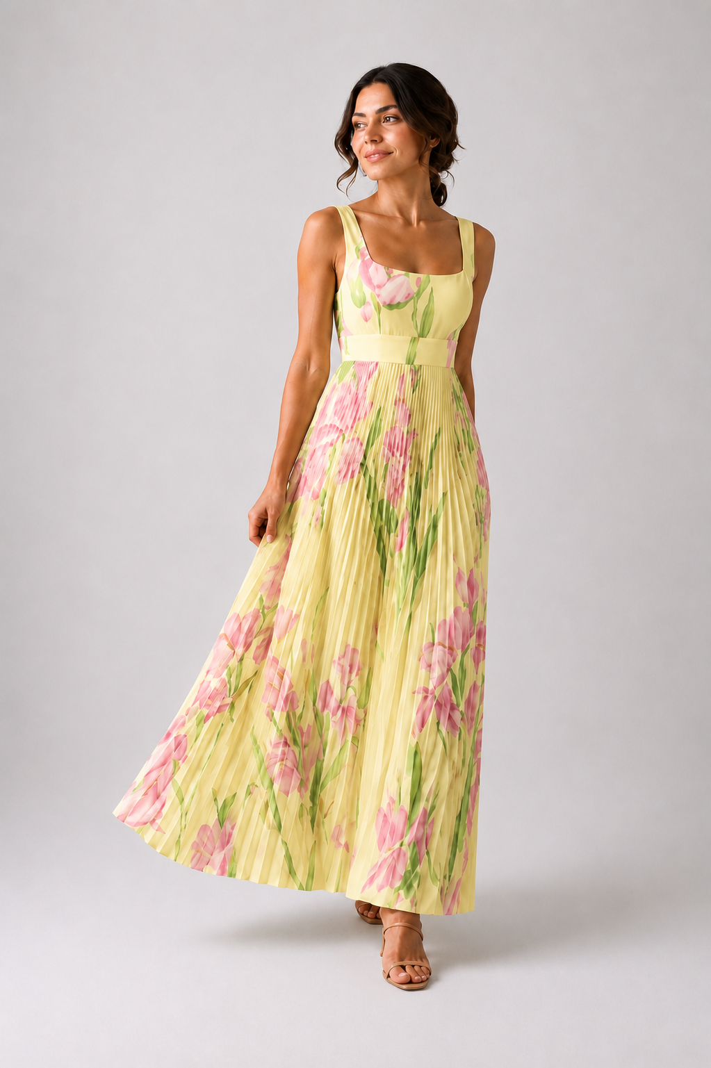 ORIAH | Vestido largo floral en línea A