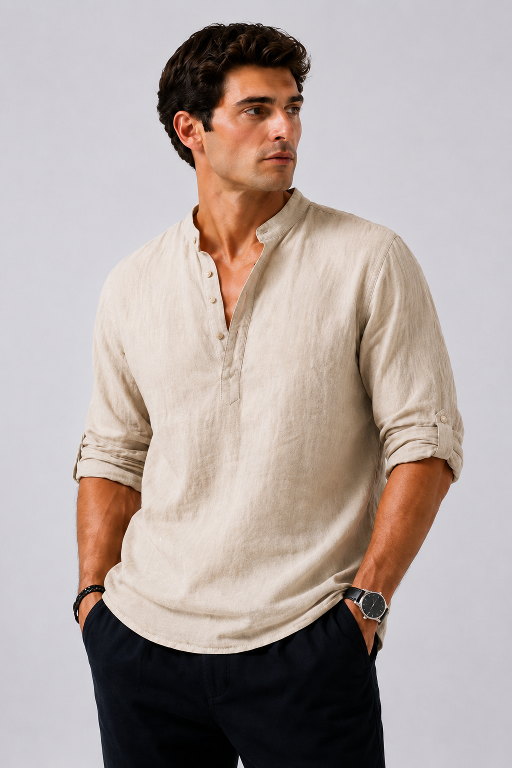 LISSANDRO | Camisa informal de manga larga de lino
