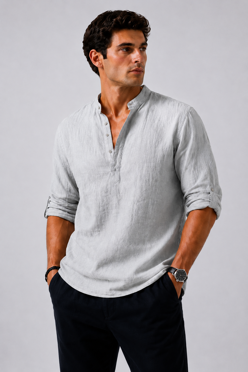 LISSANDRO | Camisa informal de manga larga de lino