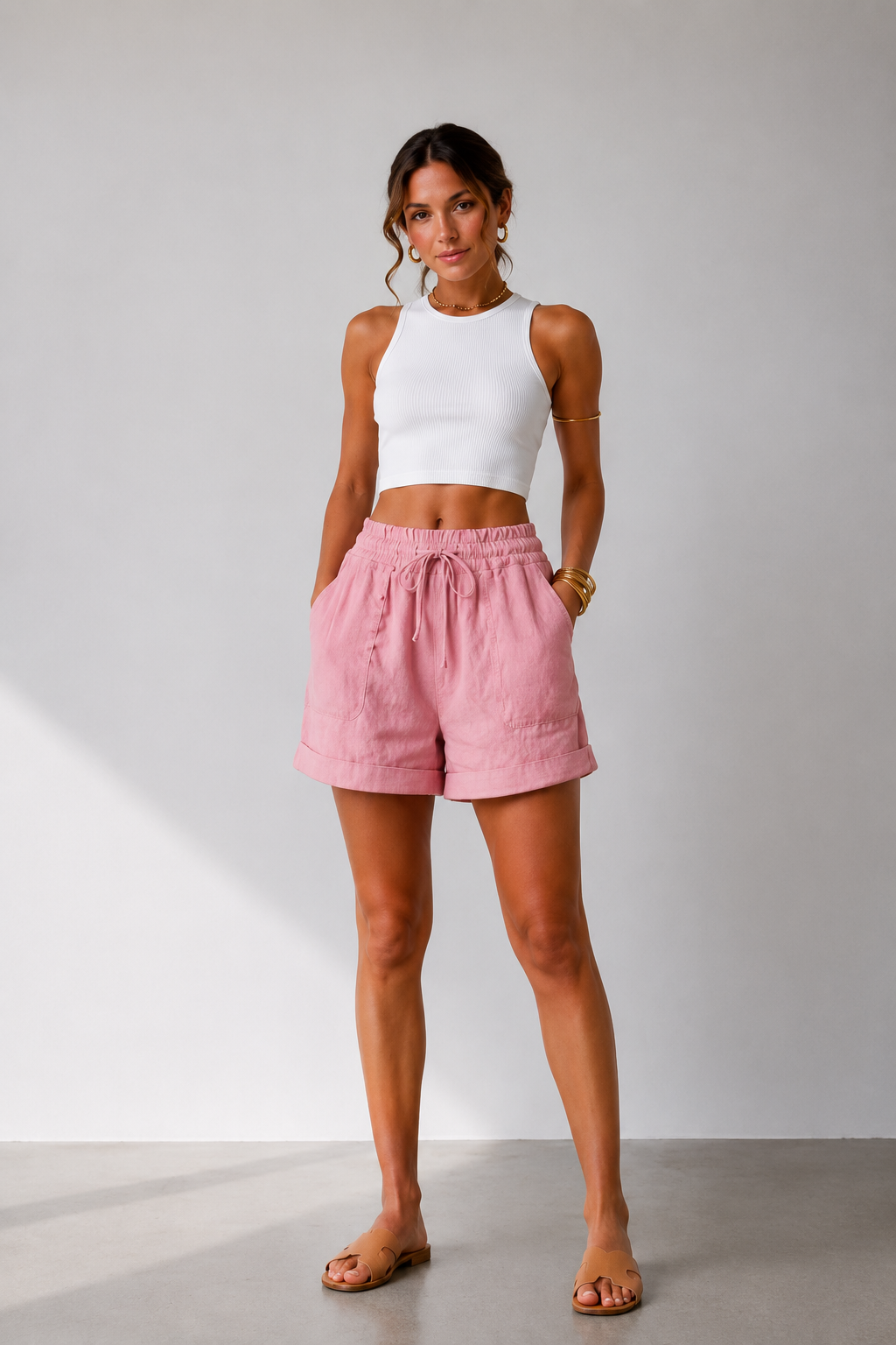EMMA | Pantalones cortos informales con cordón elegante