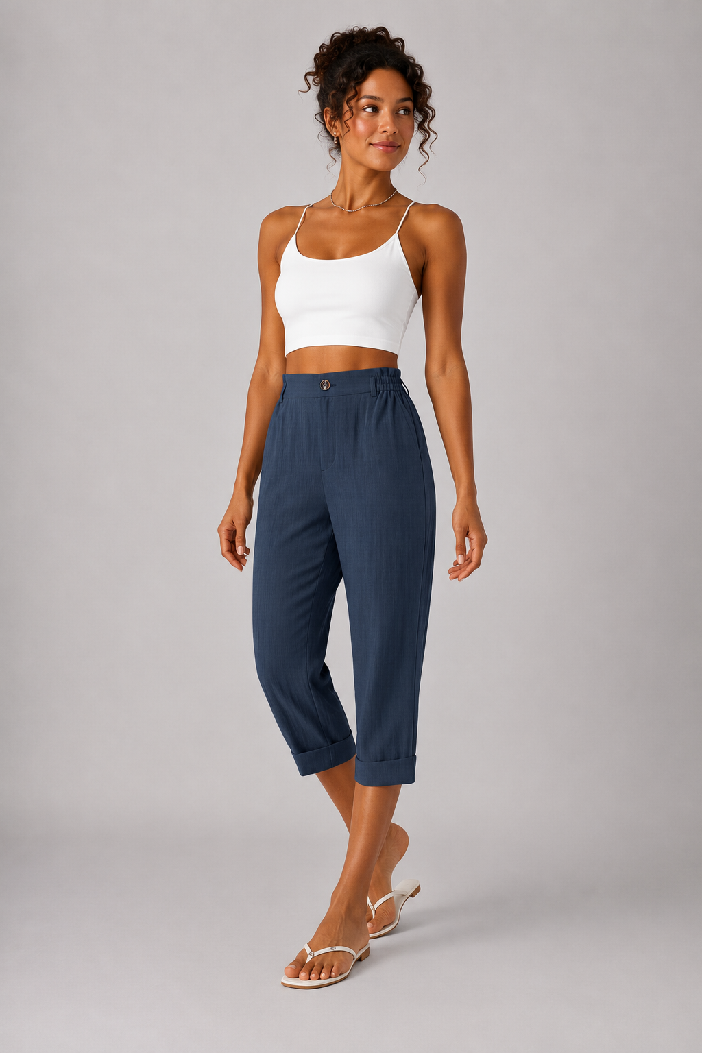 VALENTINA | Pantalones capri estilo lino