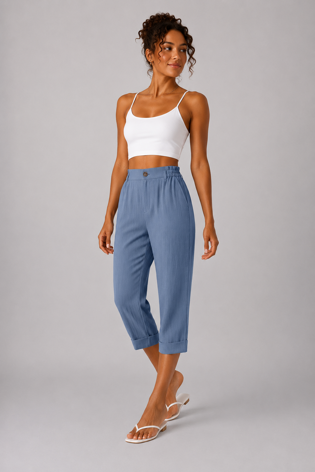 VALENTINA | Pantalones capri estilo lino