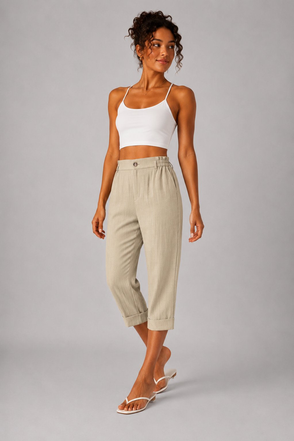 VALENTINA | Pantalones capri estilo lino