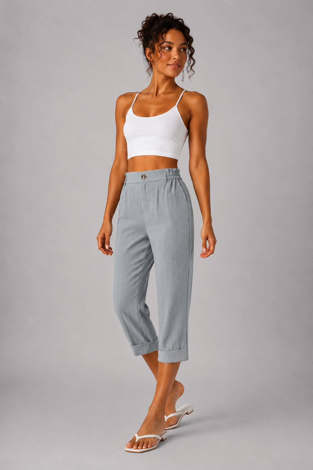 VALENTINA | Pantalones capri estilo lino