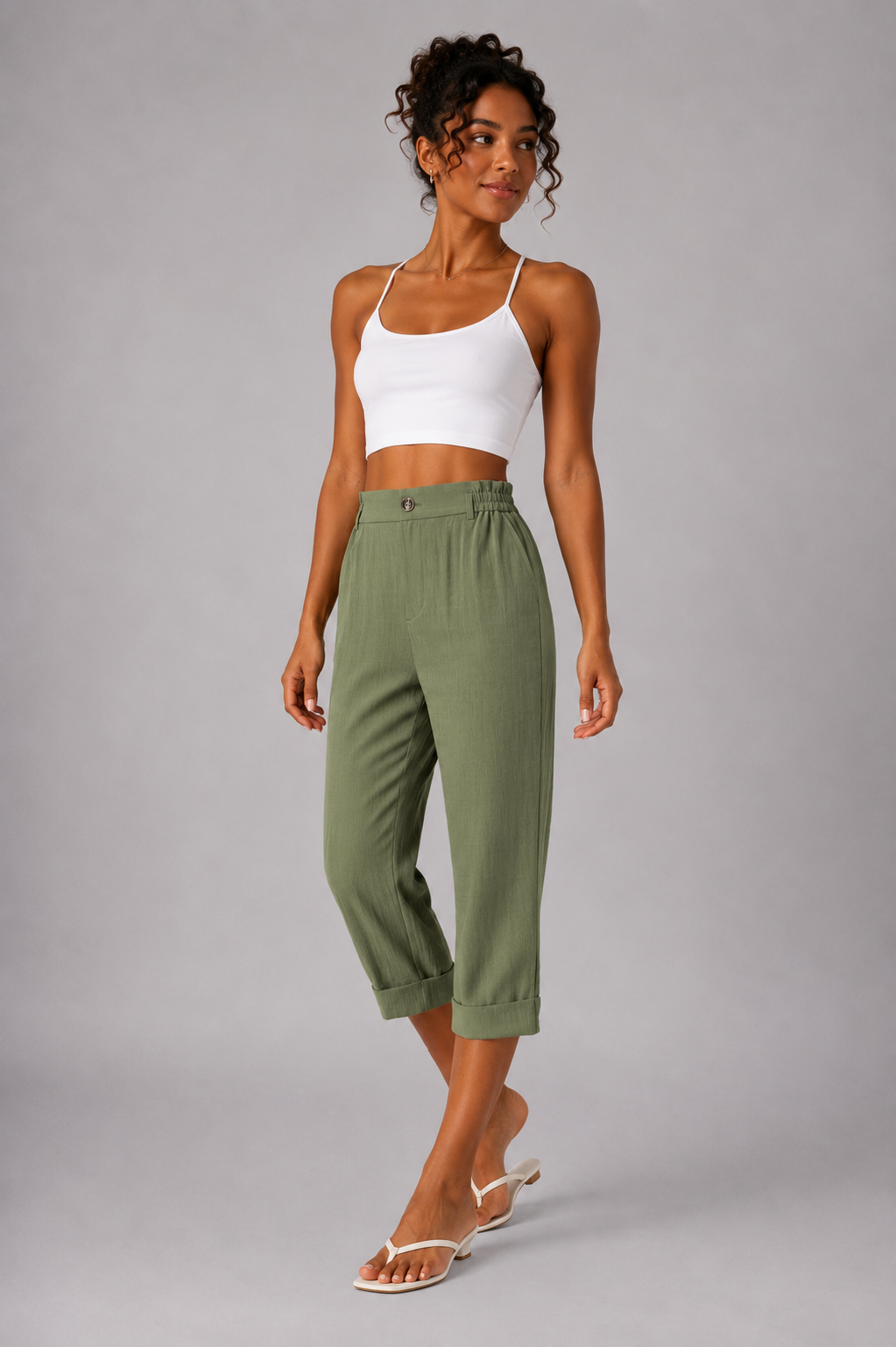VALENTINA | Pantalones capri estilo lino