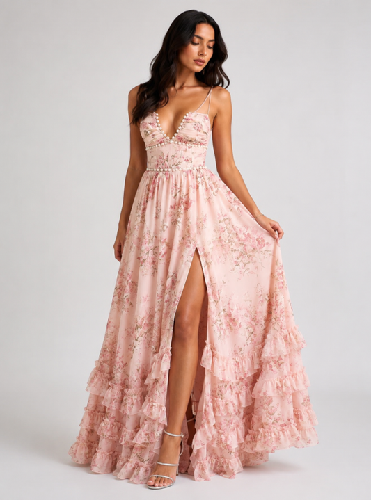 VALERIA | Vestido Maxi Chic en Estilo Floral Vintage