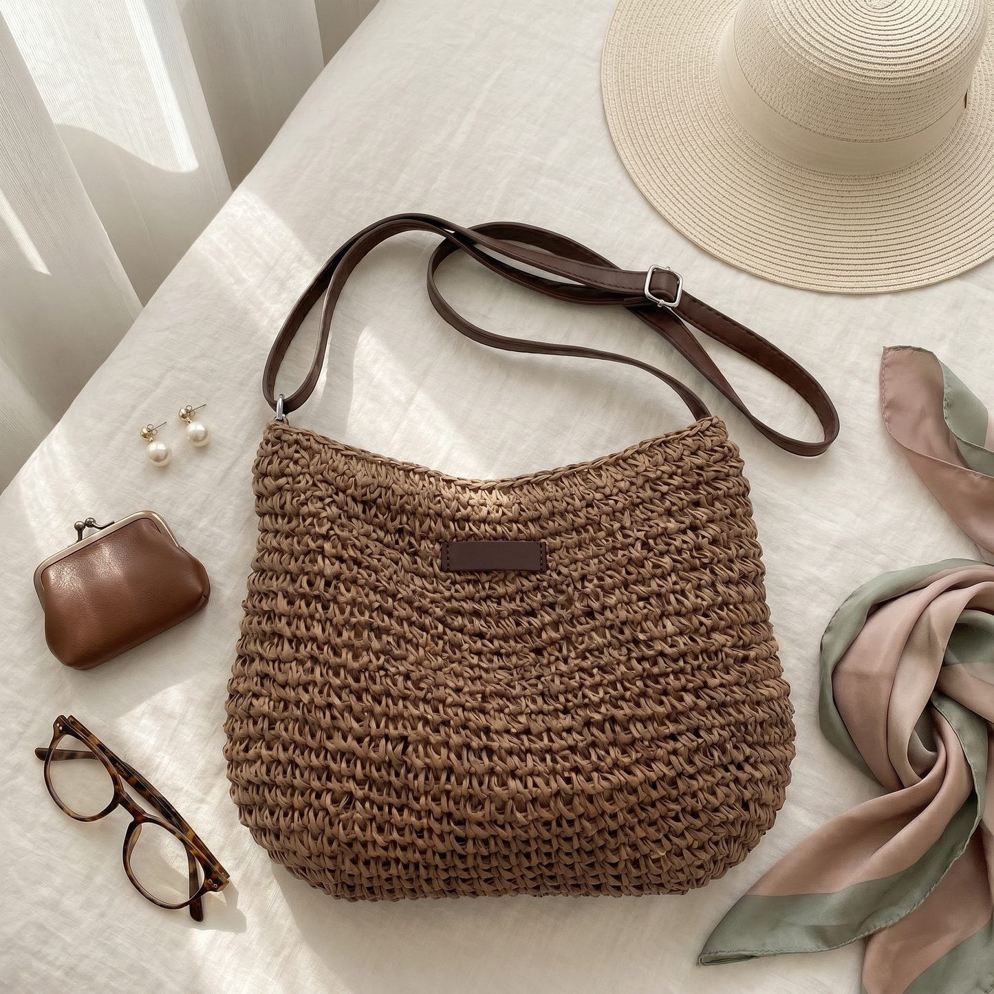 DINA | Bolso trenzado elegante - Marrón oscuro